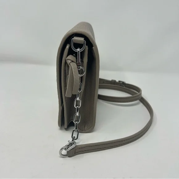 Tory Burch Britten Combo Crossbody Shoulder Bag Taupe Leather Silver Hardware - Picture 5 of 14